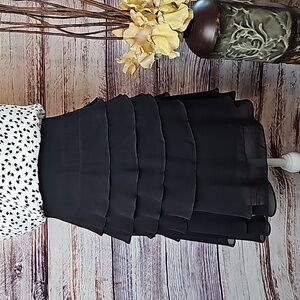 JS COLLECTION BLACK SHEER LINED TIRED RUFFLE SKIRT